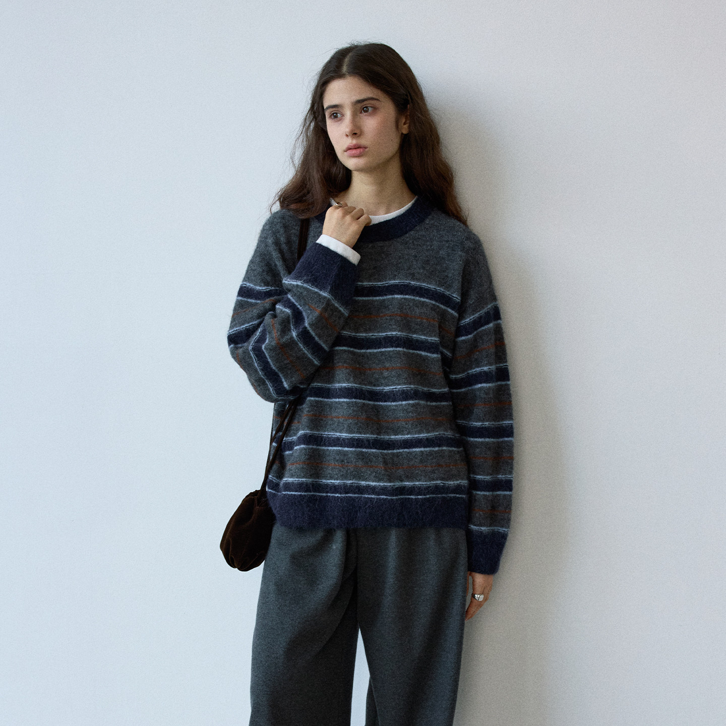 NOON慵懒风撞色条纹羊毛毛衣