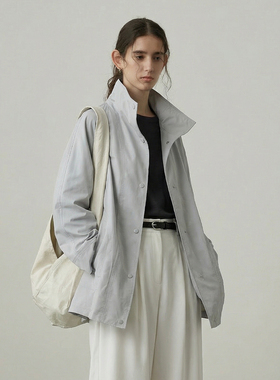 NOON宽松开衫中长款风衣女2026初春新款连肩长袖纯色外套XT6028