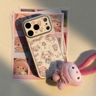 卡通可爱粉色iPhone17promax手机壳适用苹果17pro全包精孔镜头全包保护套16pro防摔软壳15美乐蒂甜美外壳女款