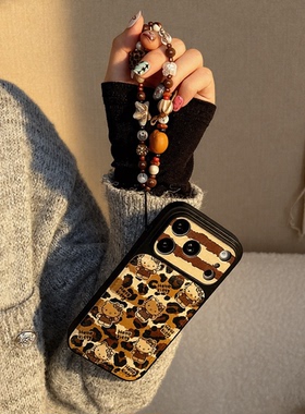 ins豹纹Hello Kitty苹果17promax手机壳适用iPhone17pro镜头全包防摔精孔16pro保护套15复古卡通14甜辣风外壳