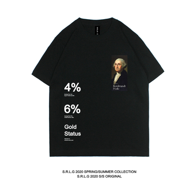 原创设计人像印花黑白短袖T恤