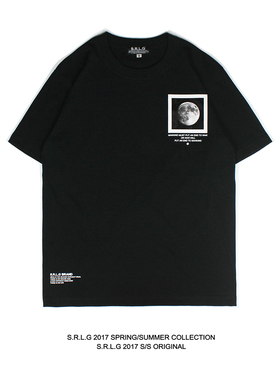 S.R.L.G MOON PATTERN 黑色月球图案百搭纯棉圆领短袖TEE