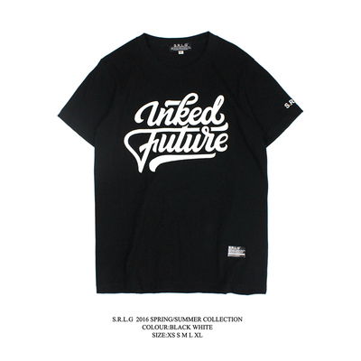 S.R.L.G 原创设计国潮港风简约印花字母涂鸦字母全棉短袖T恤