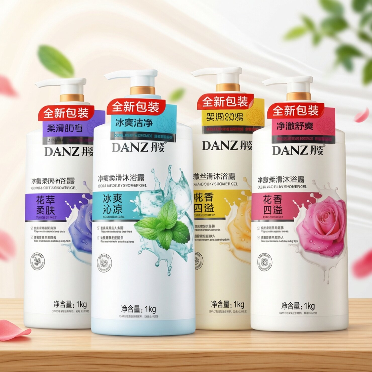 丹姿冰爽丝滑玫瑰补水沐浴露