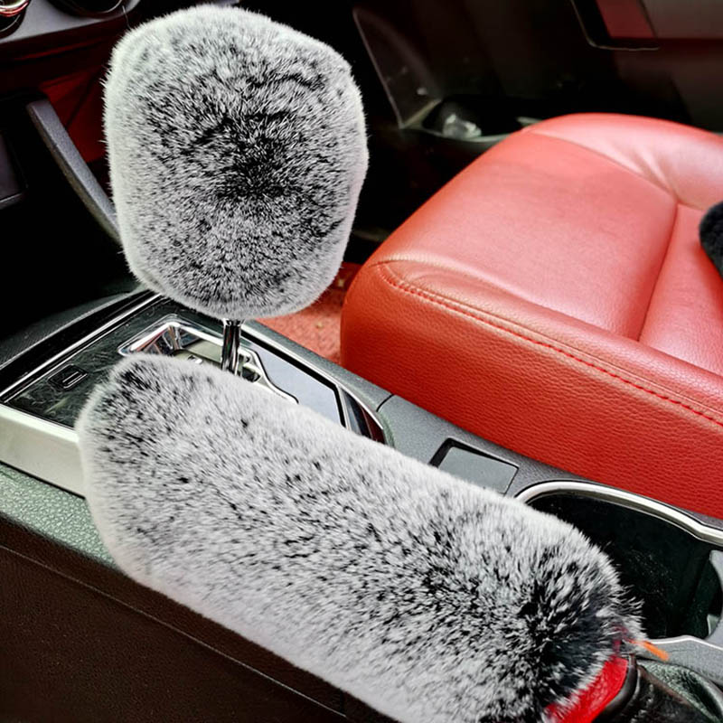 獭兔毛汽车档把套手刹套通用套装