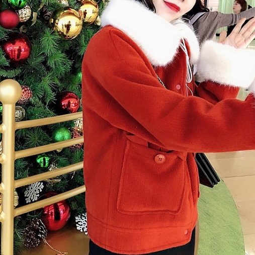 Tracystyle可拆毛领毛呢外套