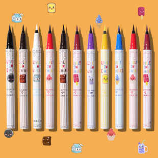 小红书热卖 茗希芝彩色眼线液笔白色水笔不晕染粉紫色红色防水持久