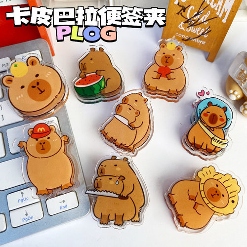 卡皮巴拉双面PP夹卡通可爱亚克力学习办公桌面试卷文件夹创意夹子