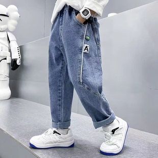 儿童裤子2025春装新款男童中大童休闲牛仔裤韩版洋气高腰宽松长裤