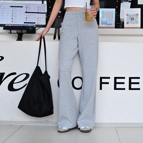 26春款时尚微喇建模裤罗马空气层休闲喇叭裤松紧腰弹力显瘦长裤子