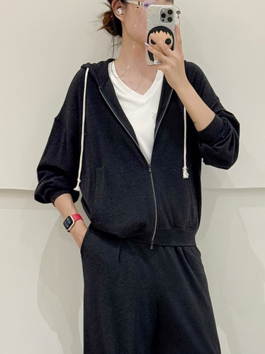 莫代尔棉软糯连帽拉绒卫衣女