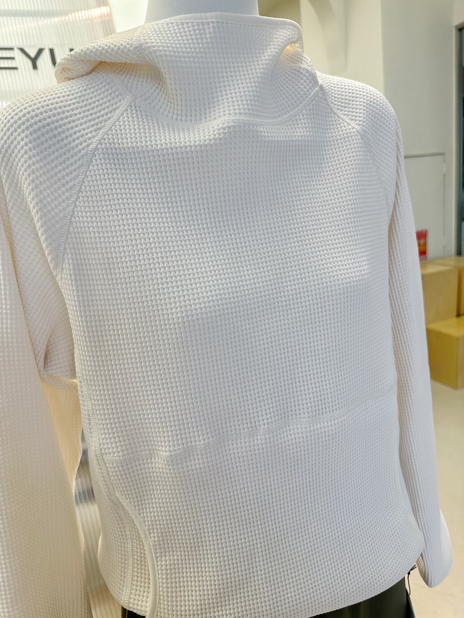 户外SOLOTEX纤维轻量华夫格连帽卫衣大口袋柔软弹力直筒长袖上衣