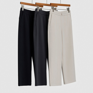 复古松紧腰抗皱裤 26春款 莫代尔直筒裤 运动裸感休闲八分裤 子女 时尚