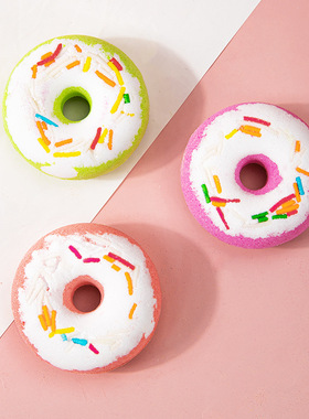 跨境爆炸干花气泡弹甜甜圈泡澡球沐浴香薰bath bombs精油浴盐球