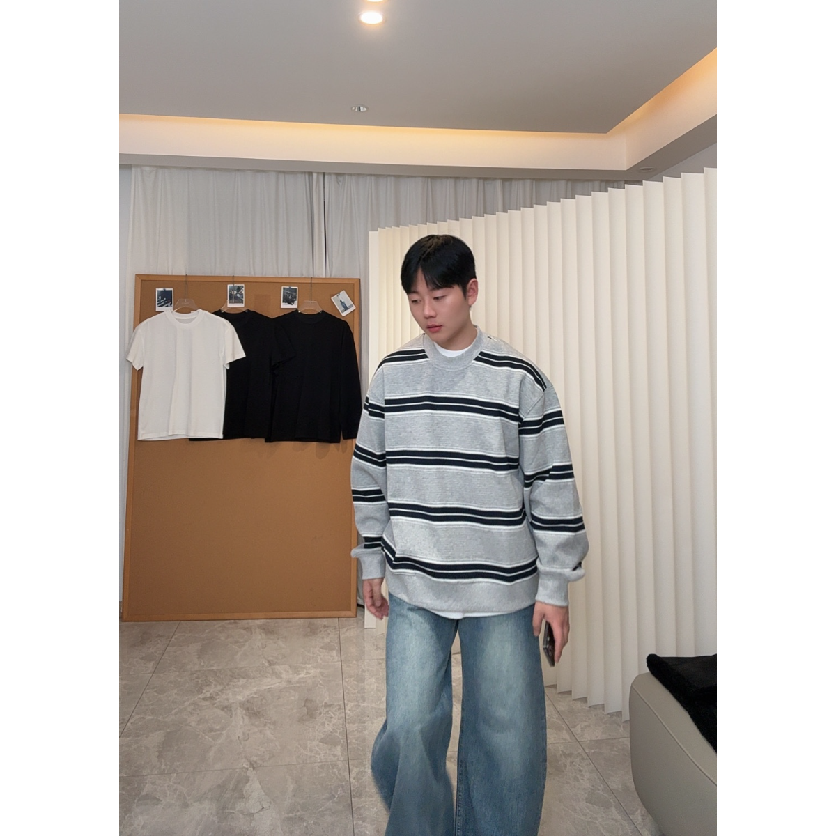 500g双层复合高克重条纹卫衣D212WY002P85，男装卫衣，电商D212