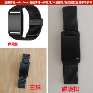 适用博能polar loop智能手环一体金属表带 PC壳 三珠米兰替换腕带