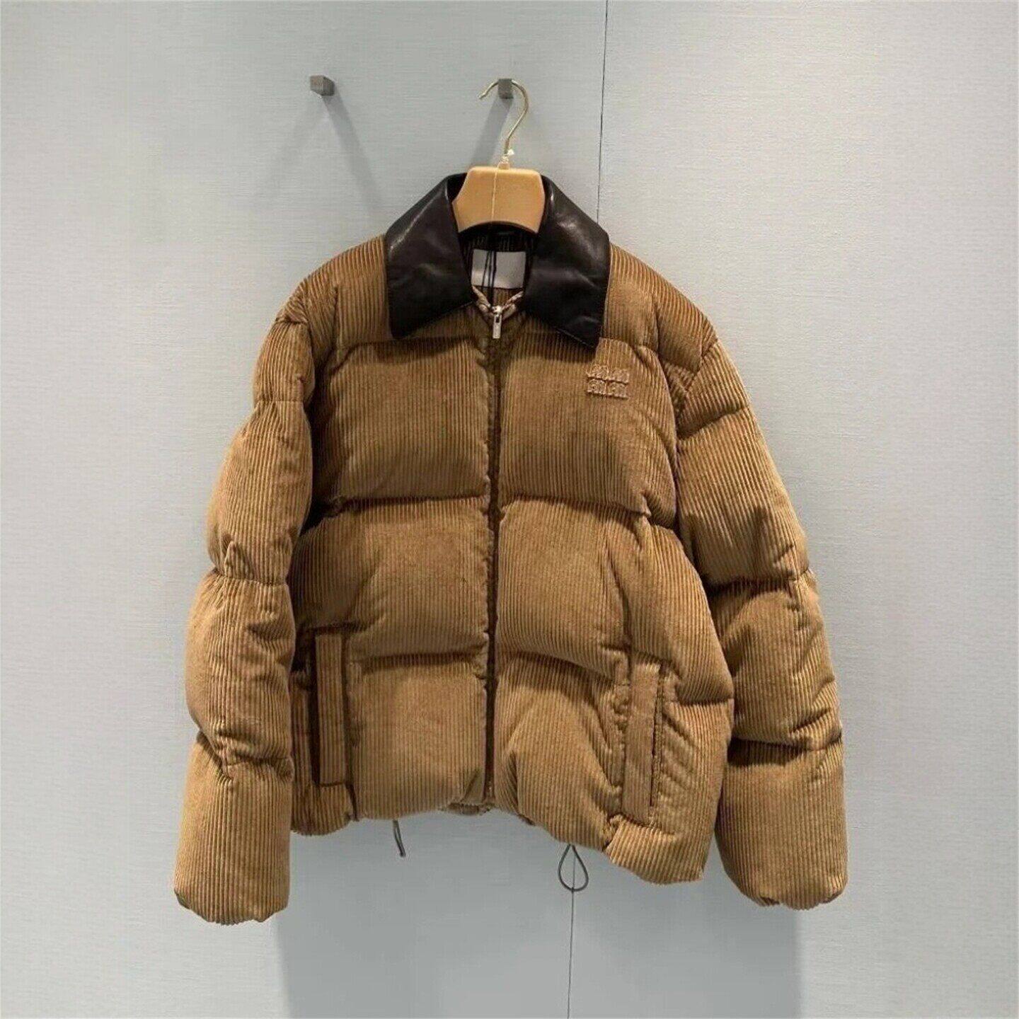 刺绣徽标灯芯绒羽绒服夹克外套