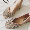 2018 Spring new pattern Rhinestone Square Flat shoes student Versatile soft sole Single shoes Korean Edition Flat heel Women's Shoes Pink