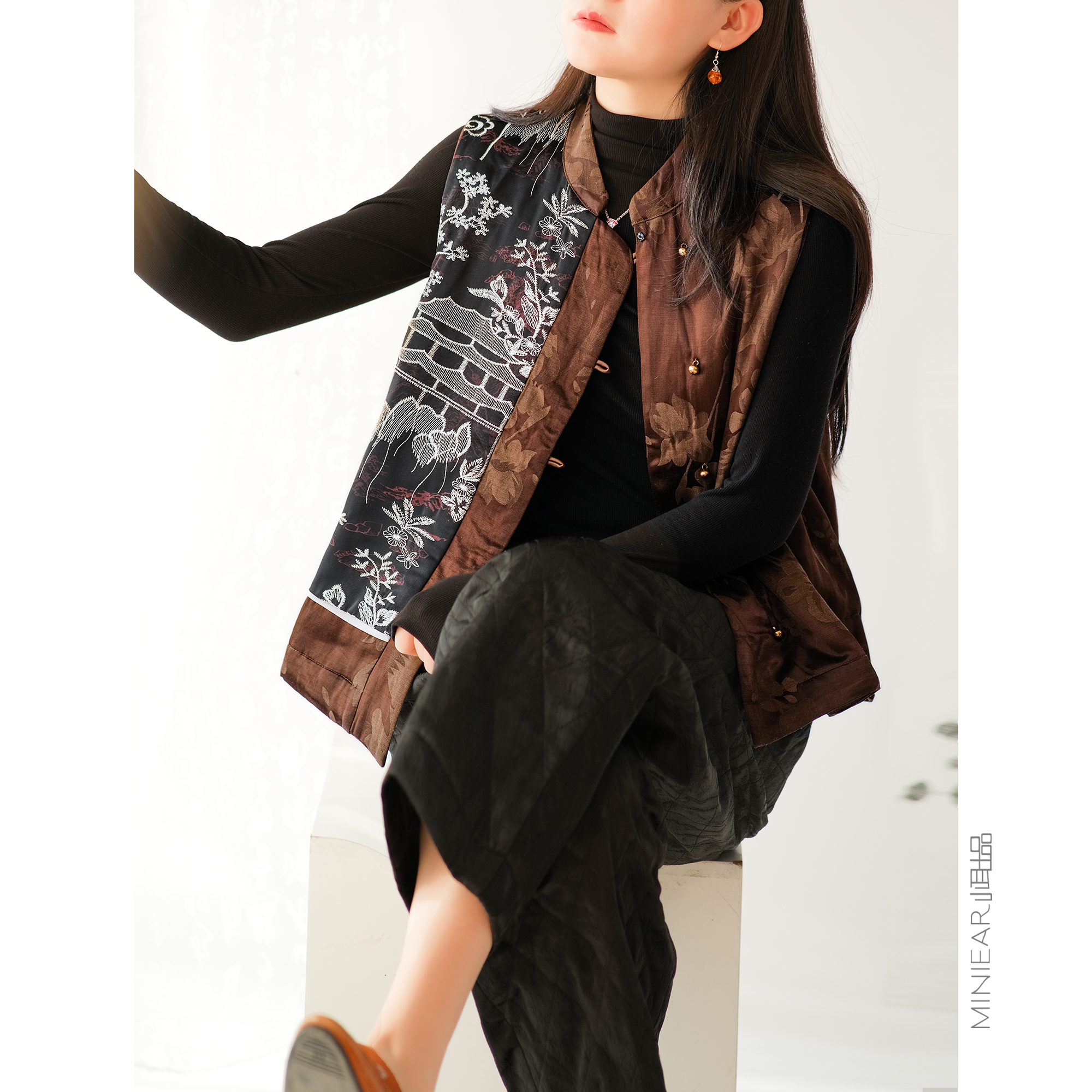 中式国风文艺兰亭冬季马甲