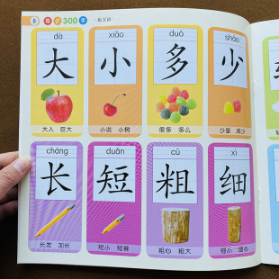 5岁宝宝早教卡学龄前儿童早教识字书幼儿园中班大班看图识字教材简单字基础汉字 大图大字儿童识字书看图认字卡幼儿园汉字0