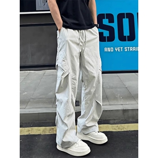 薄款 褶皺傘兵工裝 冰絲速干褲 褲 青少年寬松休閑運(yùn) 男夏季 恒源祥美式