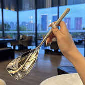 五星酒店定制 岩石纹分餐勺316不锈钢盛饭公勺酒店餐厅分菜勺