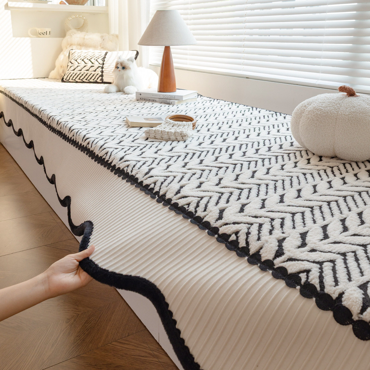 异形飘窗垫2025冬季新款加厚毛绒坐垫卧室窗台固定防滑垫四季通用,居家布艺,飘窗垫,淘宝优惠券,粉丝福利购,淘宝优惠卷