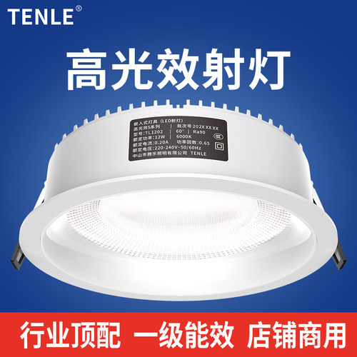 大功率射灯led灯店铺商用嵌入式筒开孔12公分24w餐饮超亮40瓦20cm