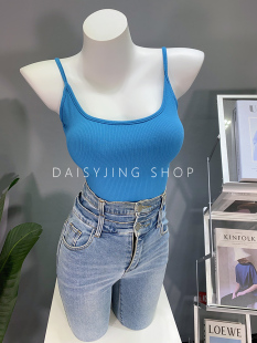 DAISYJING25自制性感大U领可拆卸胸垫弹力短款 背心吊带打底上衣女