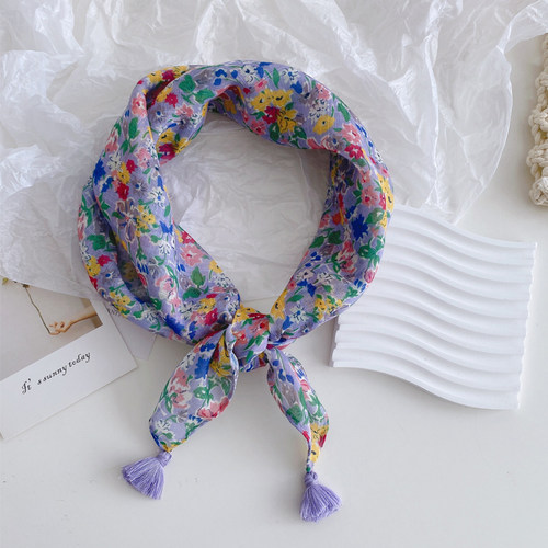 薄棉碎花小方巾头巾围巾夏护颈