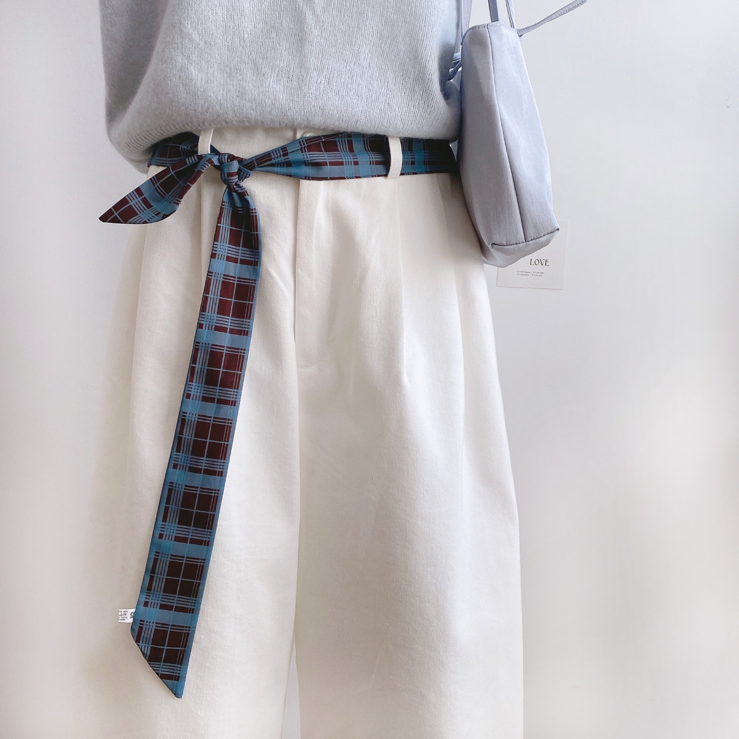 秋冬复古棕咖波点绑腰装饰丝巾腰带腰 多用裤子凹型飘带腰饰腰绳