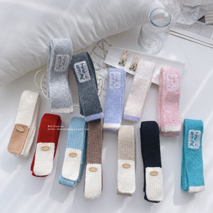 ins秋冬纯色细窄长条围巾 饰领巾凹造型 氛围毛线针织拍照装