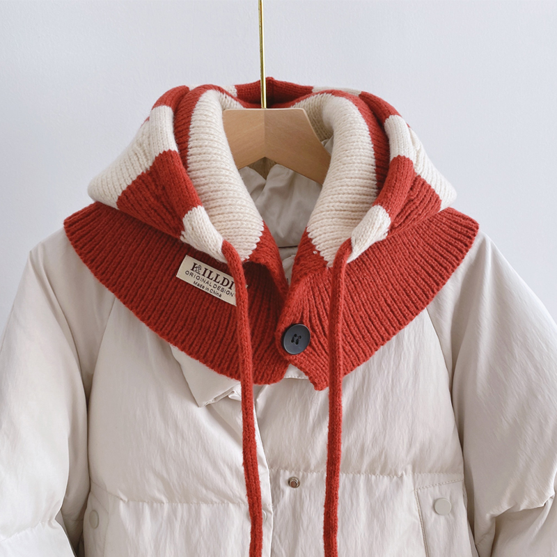 保暖护肩颈条纹法克帽假领帽子