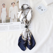 缎面男款 小方巾丝巾潮男百搭男士 式 新款 衬衣领口装 饰领巾围巾皮扣