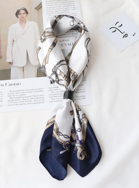 新款缎面男款小方巾丝巾潮男百搭男士式衬衣领口装饰领巾围巾皮扣