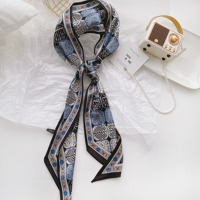 ins秋冬款窄长条丝巾 搭配衬衫飘带丝带腰带薄围巾