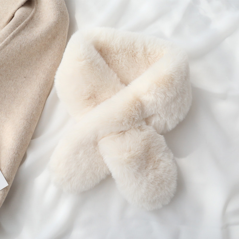 加厚仿兔毛纯色学生儿童小围巾