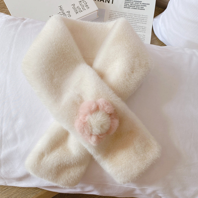 可爱小花冬季毛绒茸保暖围巾围脖