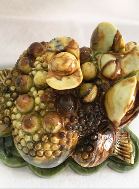 玉石纳财摆件三足金蟾工艺品