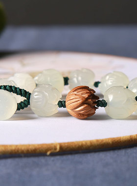 天然白玉菩提根莲花玉桃木古风