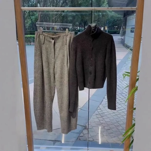 女冬 套装 小个子穿搭一整套洋气减龄时尚 炸街高级感灰色毛衣休闲裤