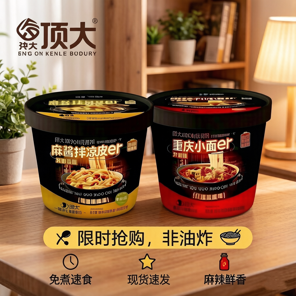 顶大】细汤面麻酱爆肚酸辣味桶装非油炸方便速食冲泡即食宿舍夜宵