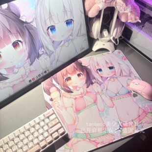 原创夏日猫娘乐园二次元中性电竞fps游戏鼠标垫无畏契约可爱动漫