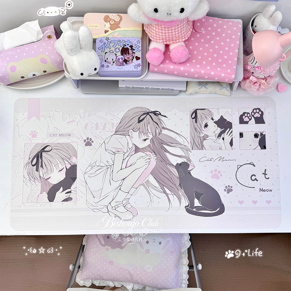 美少女原创桌垫鼠标垫皮革超大