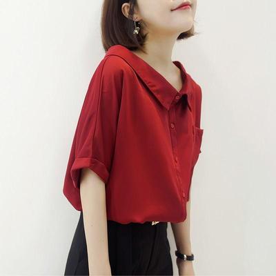 Short Sleeve Chiffon shirt women's summer new Han Fan small fresh top loose and thin baby collar shirt fashion