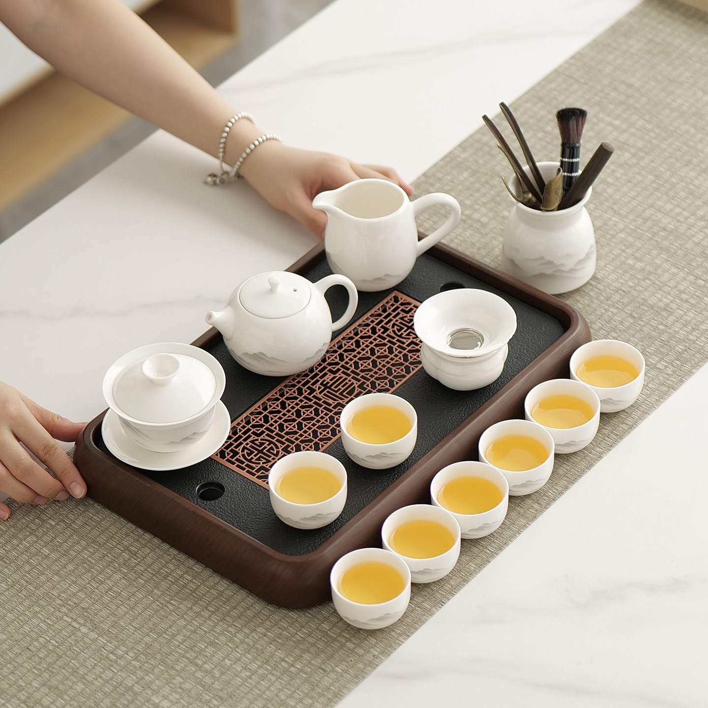 白瓷功夫茶具套装家用整套陶瓷泡茶壶2026送长辈乔迁结婚伴手礼品