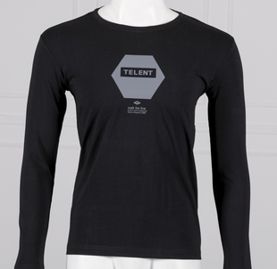 2件100元 透气情侣583302 T恤春秋保暖圆领上衣修身 telent男女长袖