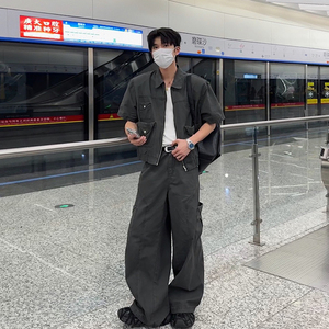 HLDS夏日ootd穿搭套装2025新款潮流短袖工装休闲风牛仔一整套搭配