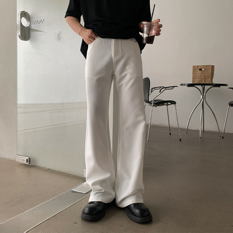 HLDS一轩轩韩范冰丝薄款休闲裤男夏季宽松潮流直筒高级感白色裤子