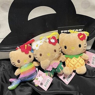 游泳圈黑皮KT包包挂件小玩偶书包挂饰kitty猫钥匙扣毛绒礼物挂件